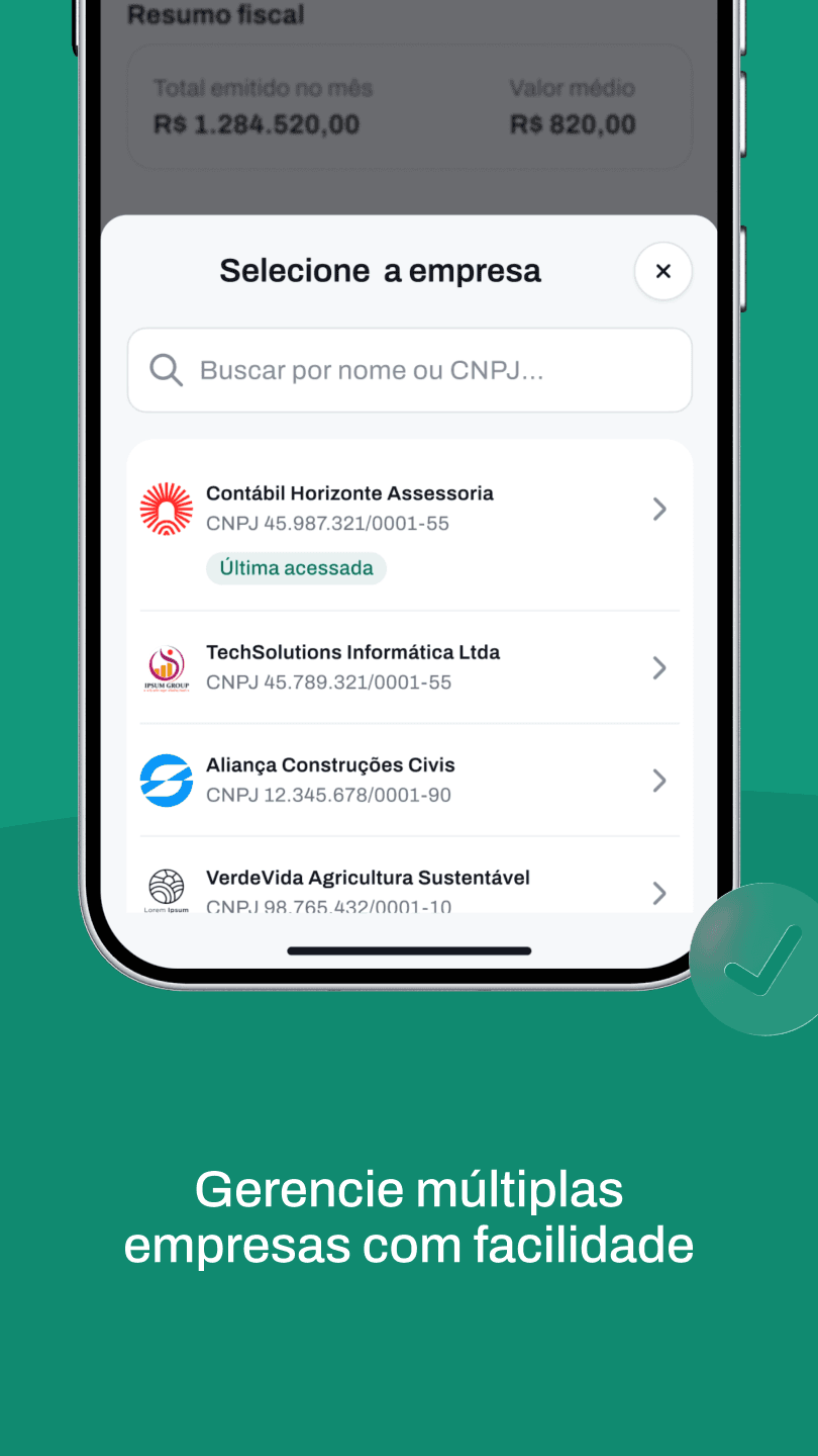 Gerenciamento de múltiplas empresas no app ABR
