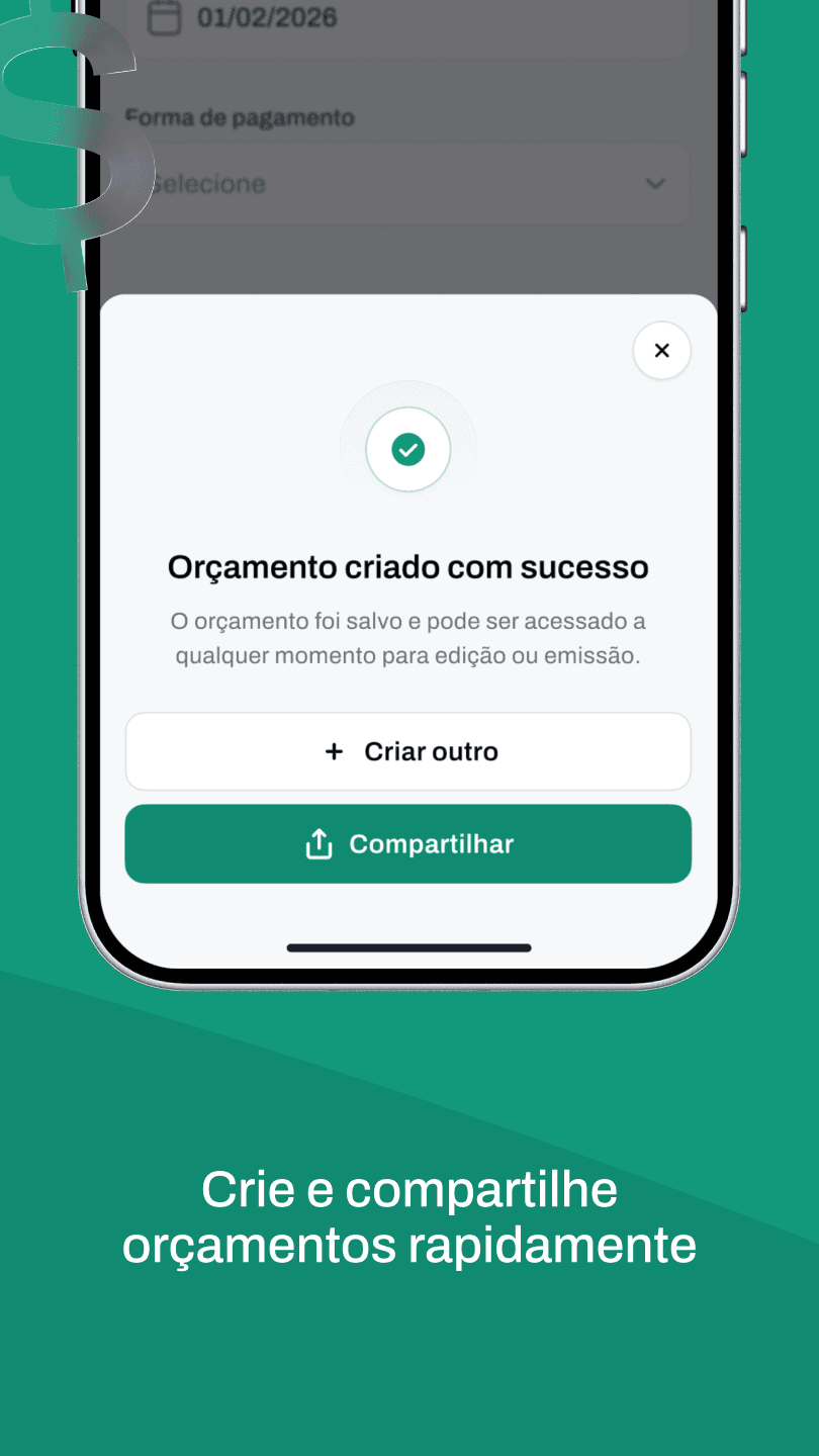 Criação e compartilhamento de orçamentos